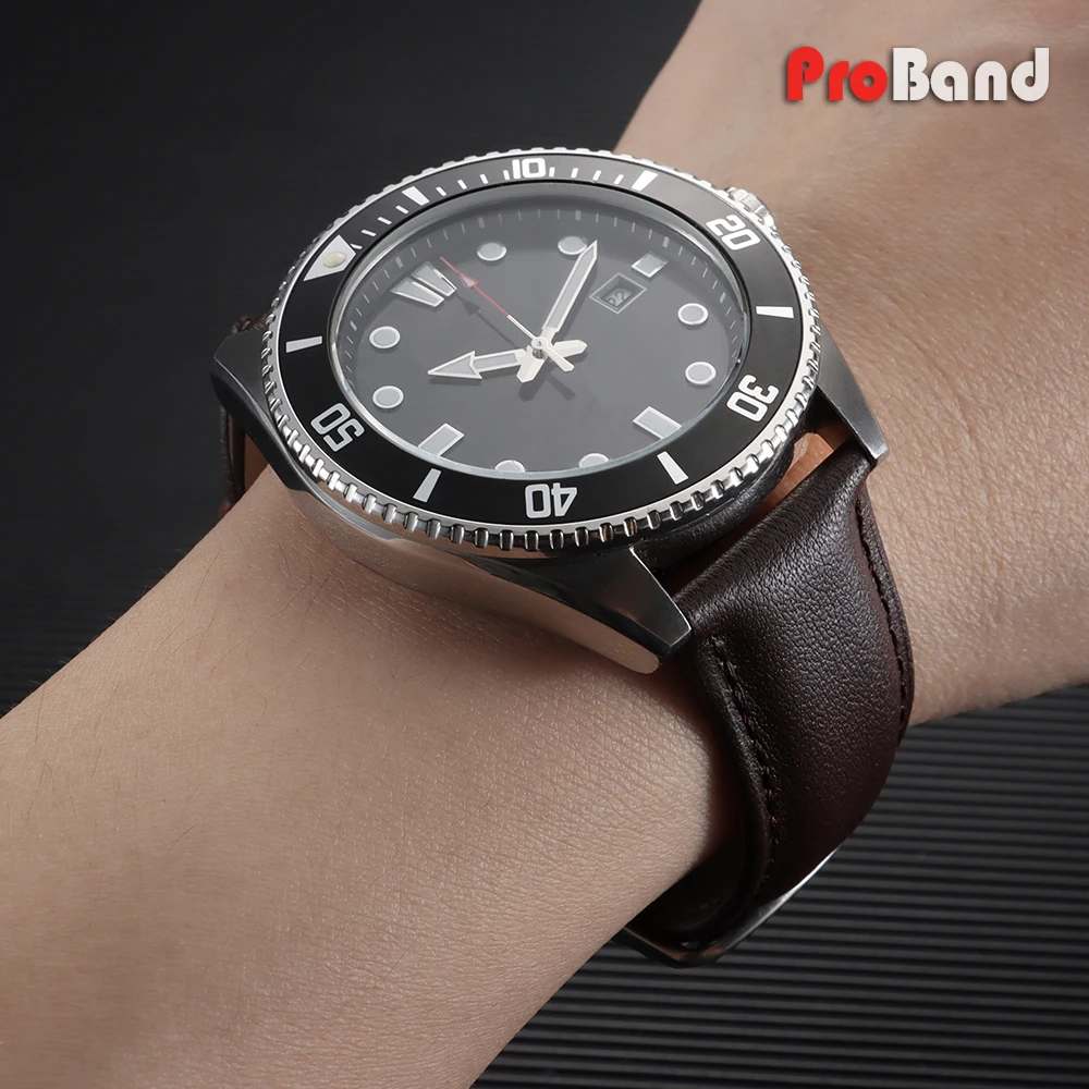 Leder-Uhrenarmband 12 13 14 15 16 17 18 19 20 21 22 23 24mm Armbänder Goldene Schmetterlings-Schnalle Weiches Armband Schwarz Braun Herren Handgelenksriemen – Detail 11