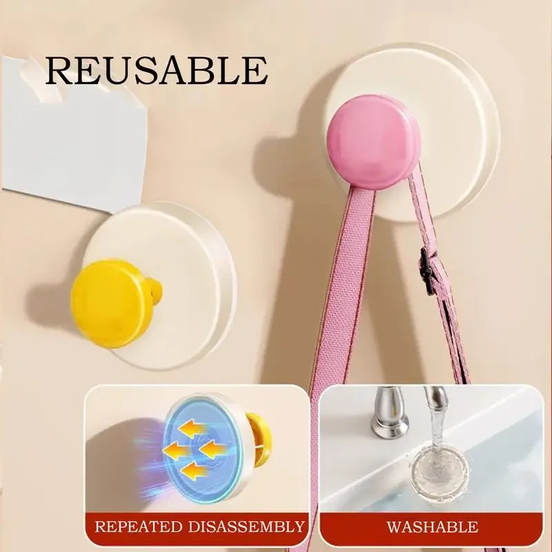 2Pcs Dopamine Suction Cup & Adhesive Hooks – Heavy Duty, Punch-Free, Removable for Bathroom, Shower, Room Door, Coat
