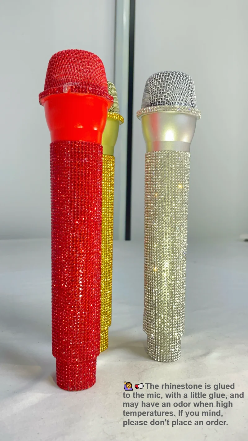 Puntelli Microfono artificiale Prop con diamante Microfono per bambini Giocattolo Microfono finto Prop microfono Giocattolo per video di formazione Festa sul palco cos