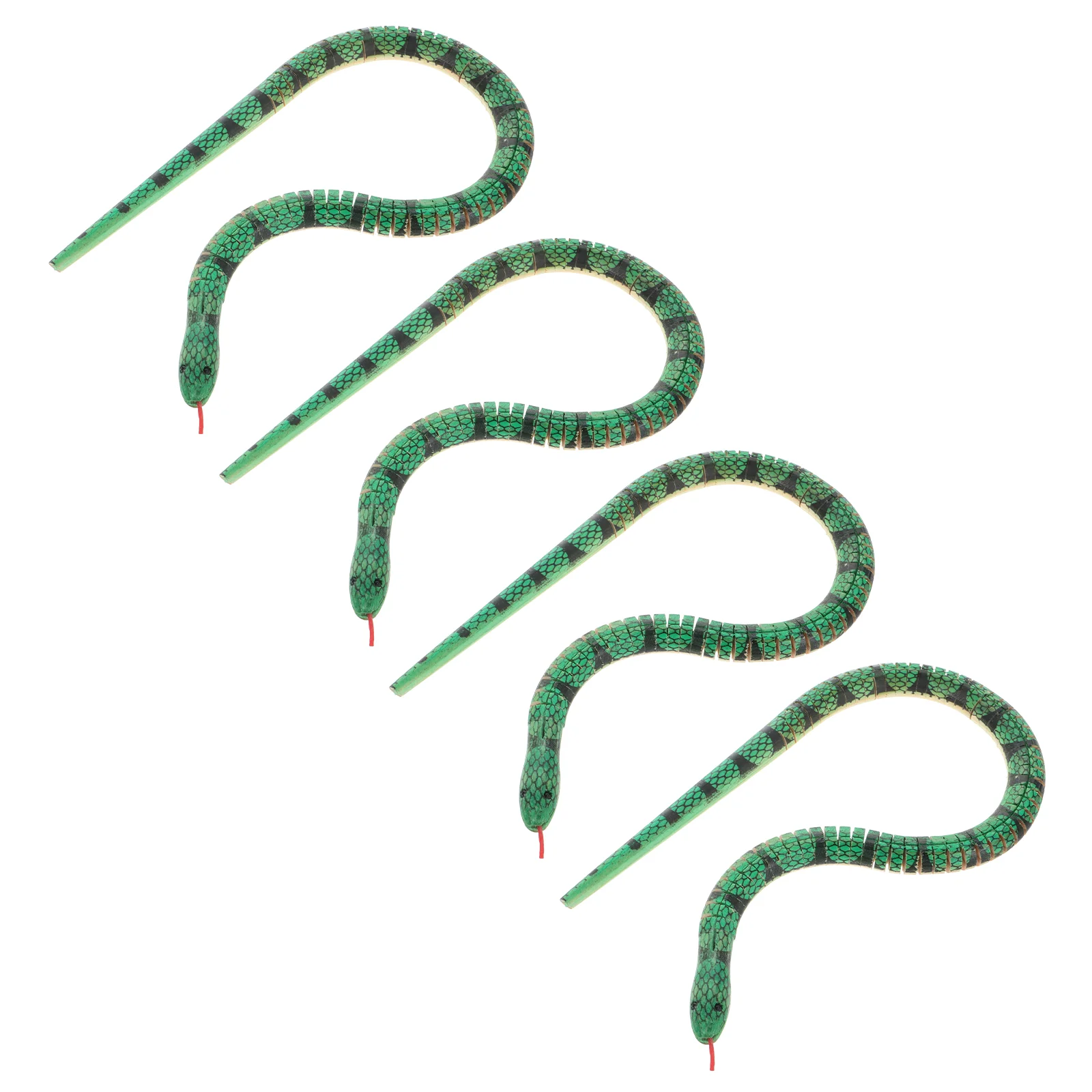 4 Pcs Frog Ornament Imitation Snake Toy Wooden Halloween Party Supplies Snakes Paint Vintage Statue Green Model