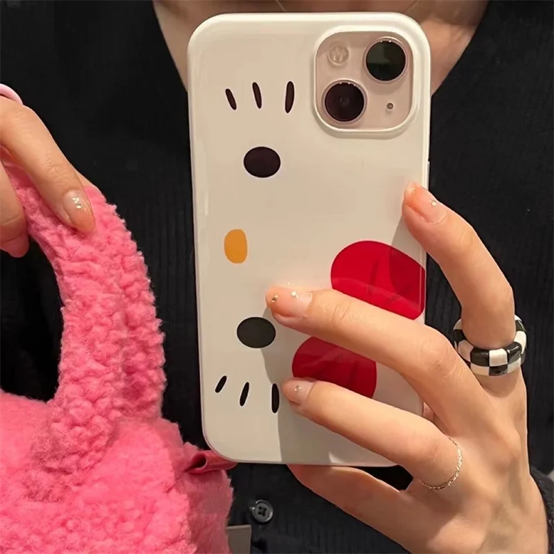 Sanrio Hello Kitty Cute Phone Cases For iPhone 16 15 14 13 12 11 Pro Max Mini XR XS 7 8 14 15 Plus Cartoon Soft Cover Girl Y2K