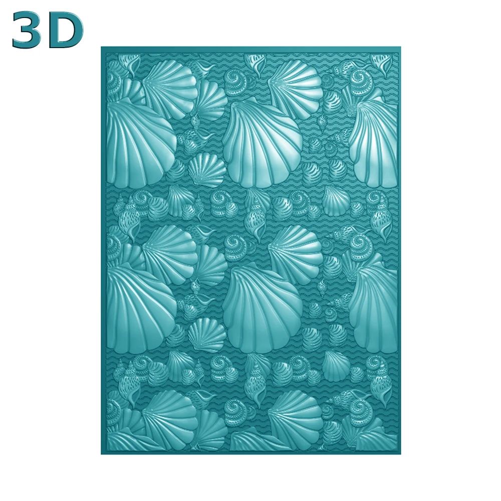 

New Arrival 3D Embossing Folder Seashell Conch Transparent Embossing Plastic Plates Design for DIY Paper Scrapbooking Craft 2024