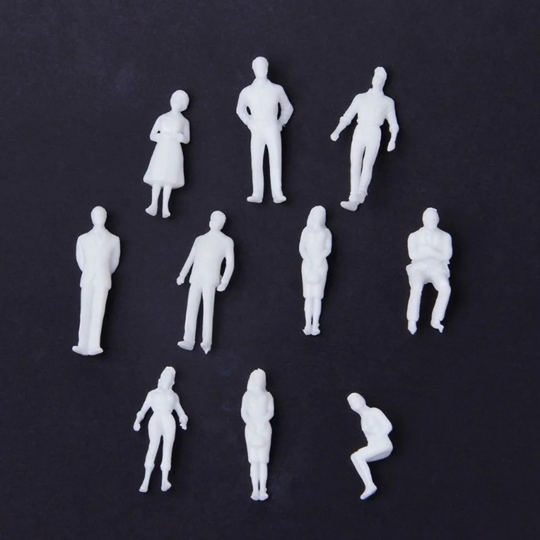 50/100Pcs 1:75 Scale 25mm Model Miniature White Figures Human Architectural Model Able Model Making Outdoor Land Scene Decor