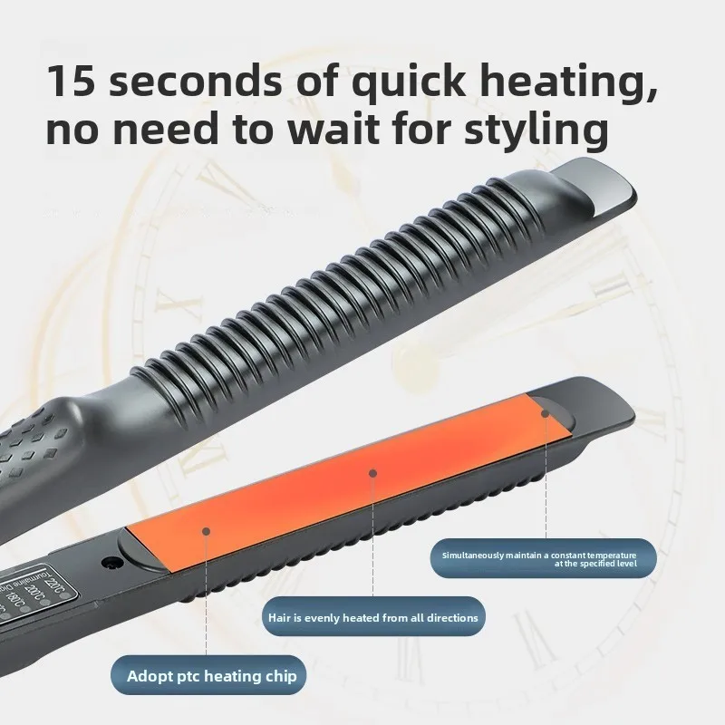 Portable curling iron, hair straightener, short hair straightener, perm iron beard, curved electric splint, men's home