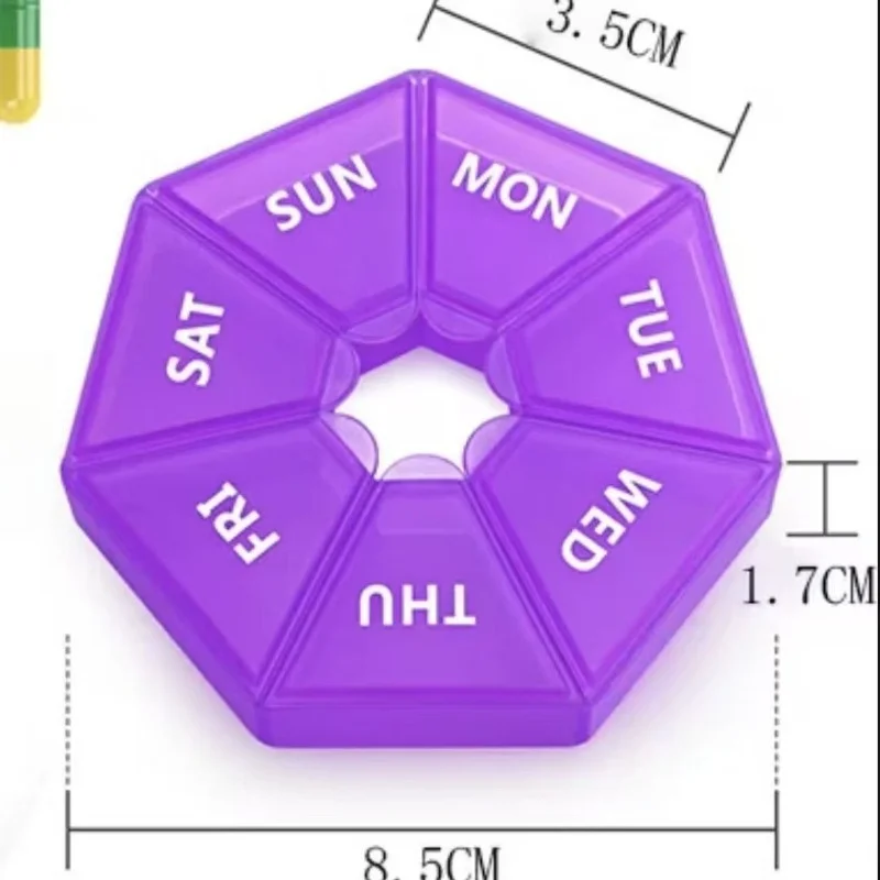 7 Grids Wöchentliche 7 Tage Runde Pille Fall Kunststoff Tablet Candy Box Tragbare Lagerung Tablet Halter Reise Veranstalter Pille Container – Detail 1