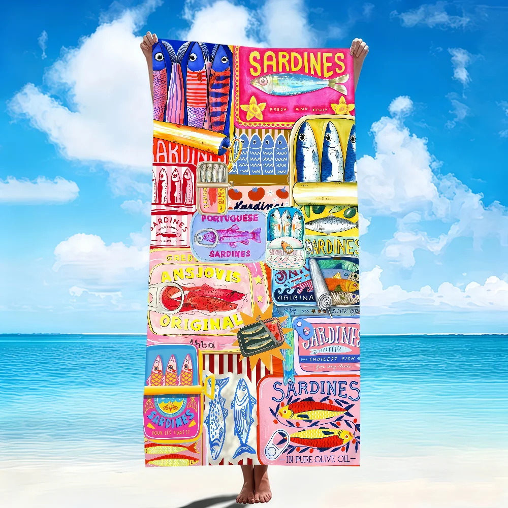 Fashion Art Salted Fish Retro Splicing Plaid soft Beach Towels Trip Towel swim Summer Holiday Vacation bathing Pool Camp Gift