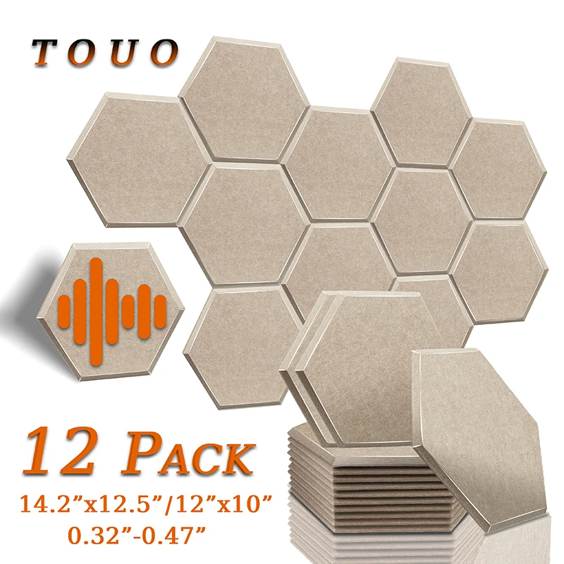 TOUO 12pc High Density Acoustic Panel Drum Room Sound Absorbing Studio Acoustic Treatment Decoration Sound Absorbing Material