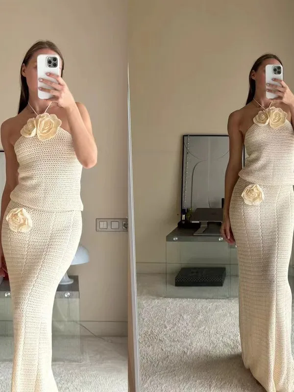 Traje de baño seductor, Bikini de punto de ganchillo, ropa de playa transparente, vestido de playa, traje de baño bohemio para vacaciones para mujer