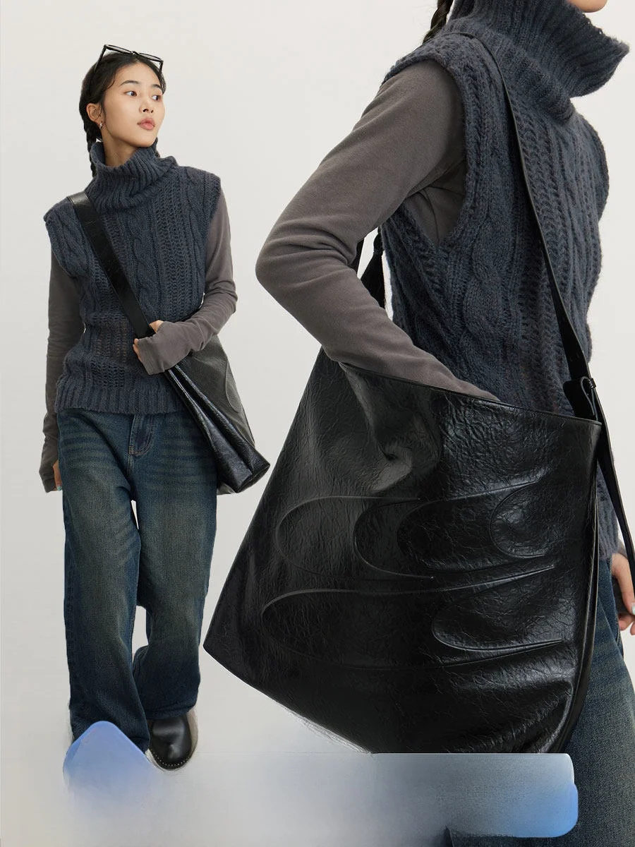 

Crnenter Bla Large Capaci Adjustable oulder Strap Tote Bag Casual Sle Magnetic Bule Closure Soft PU Leather