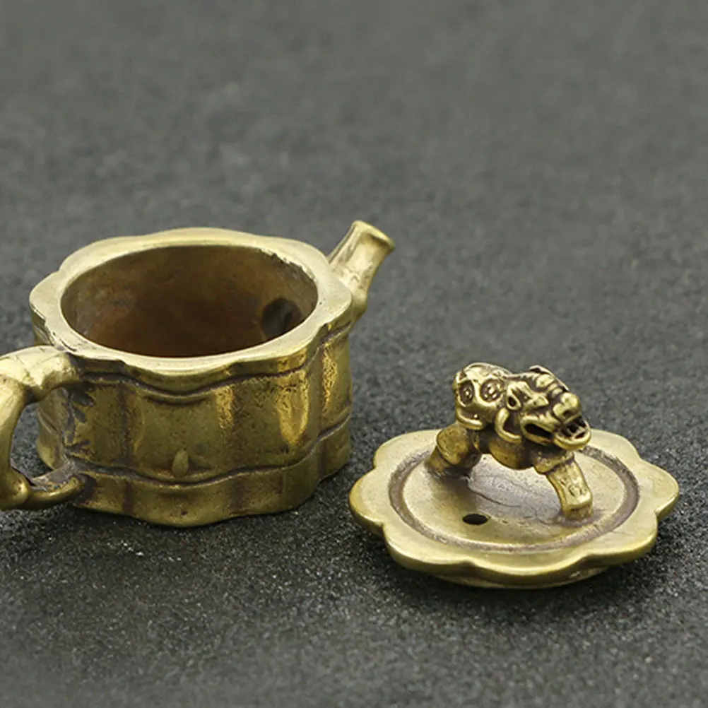 

Медный горшок для воды, тибетское украшение, религиозные аксессуары для удачи, скульптура, декоративная нить, толстый металлический чайник, уникальный