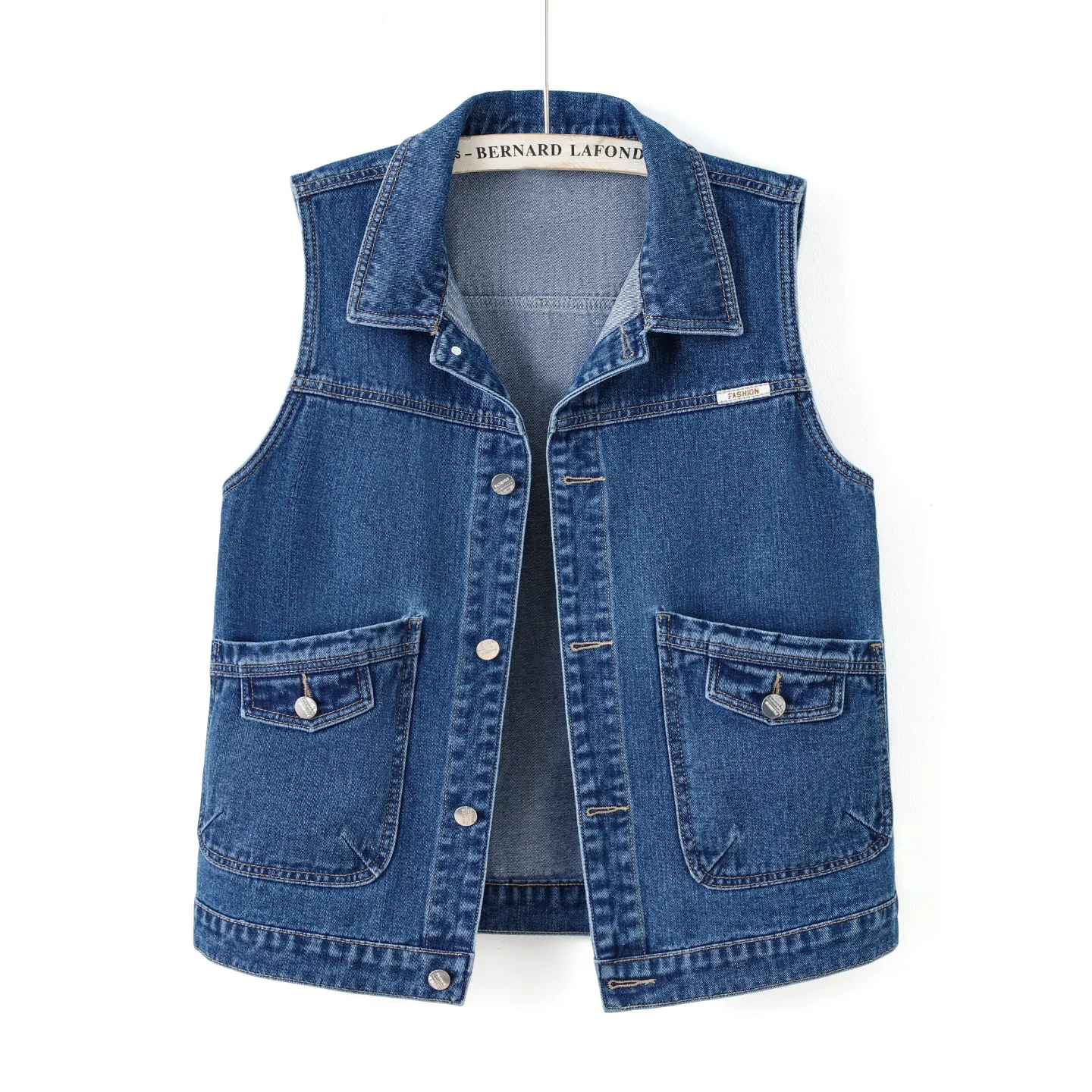 New Women Dark Blue Denim Vest Loose Fit Versatile Sleeveless Jean Waistcoat Casual Outerwear Tops For Spring Autumn Daily