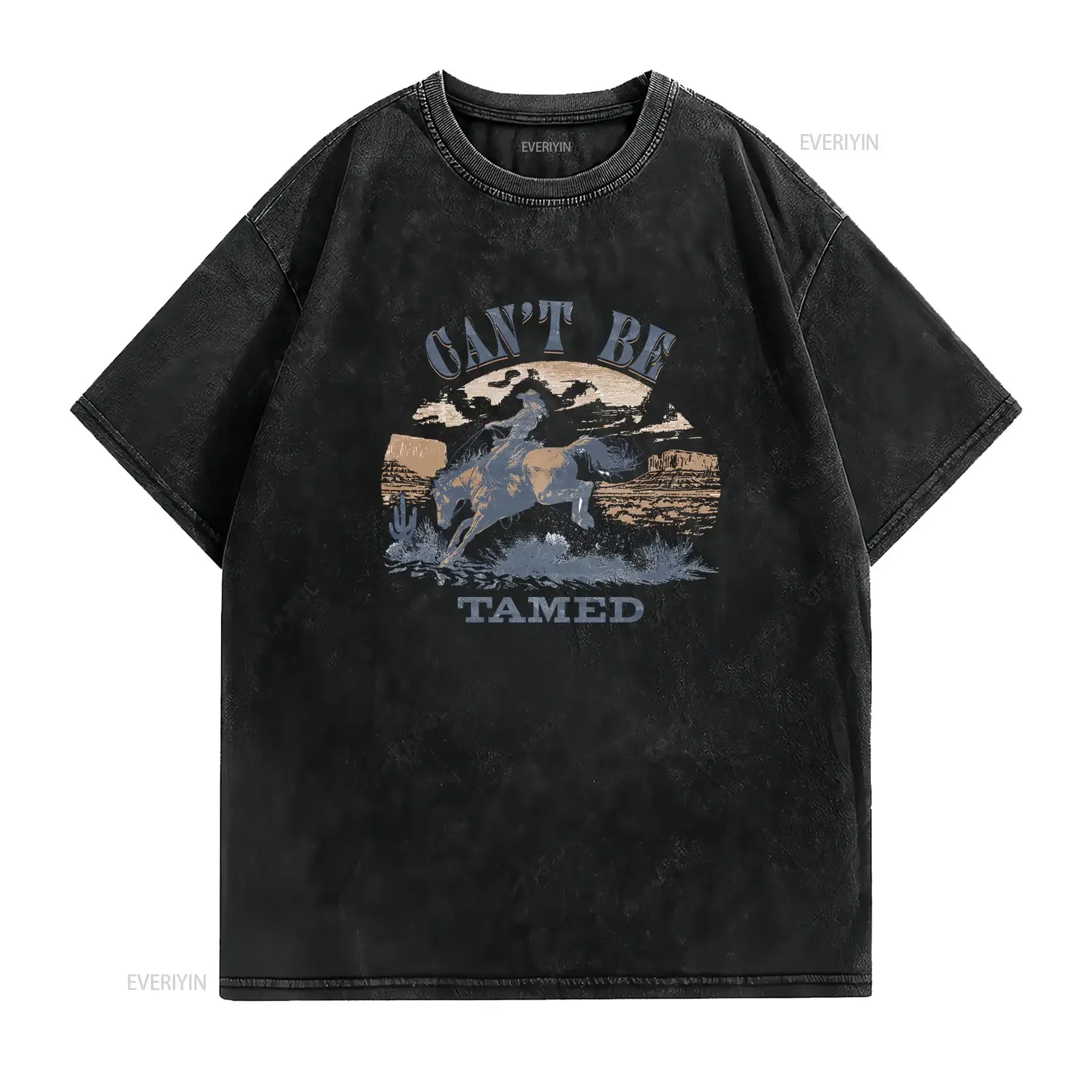 Cant Be Tamed T Shirt Vintage Cowgirl Retro Rodeo Western Ranch Girl Fashion Country Style 0885 vintage Washed streetwear