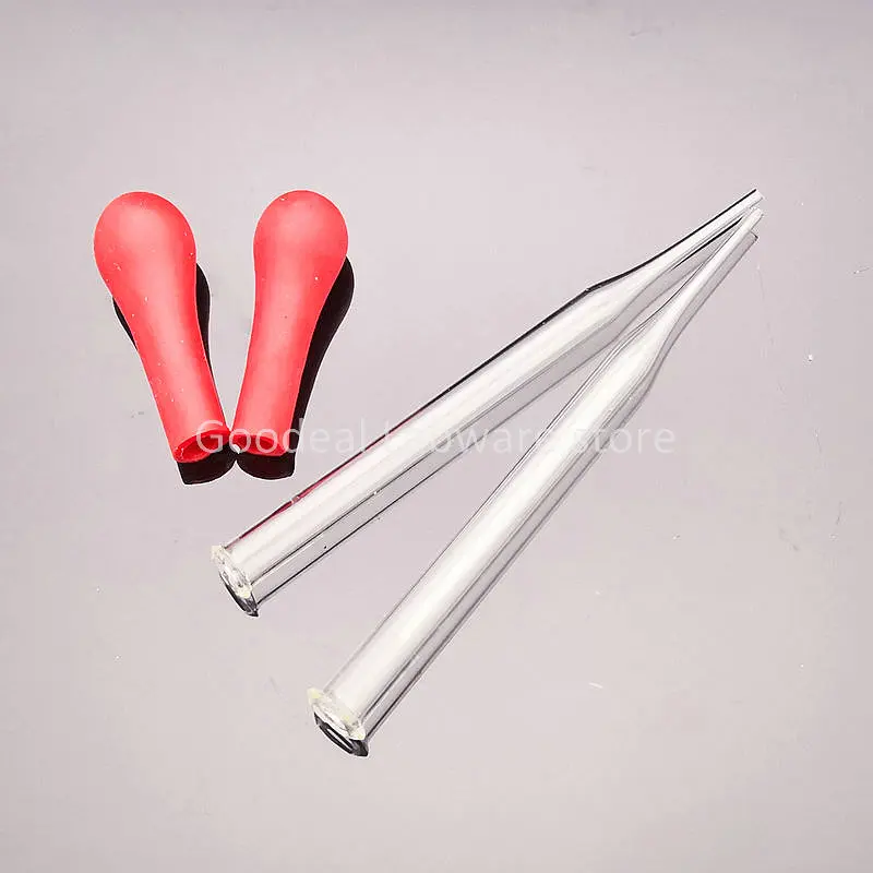 10pcs/30pcs/100pcs Laboratory 90mm To150mm Ungraduated Glass Transfering Dropper with Red Rubber Suction Ball