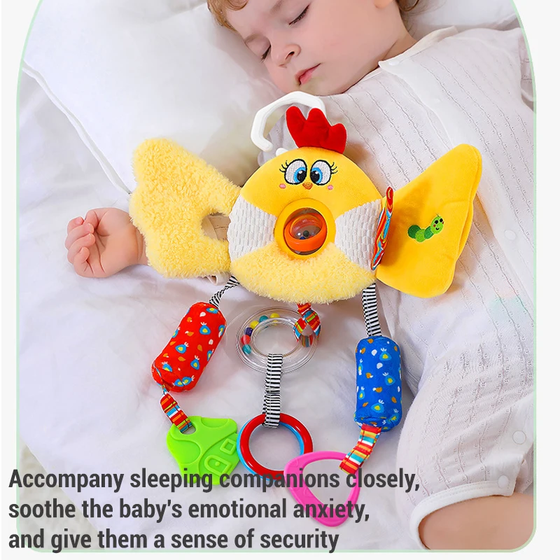 Seggiolino auto per bambini Passeggino Animale del fumetto Campana Giocattoli Educazione precoce Attività manuale Sviluppo Peluche sensoriale Musica Sonaglio Giocattoli Regalo