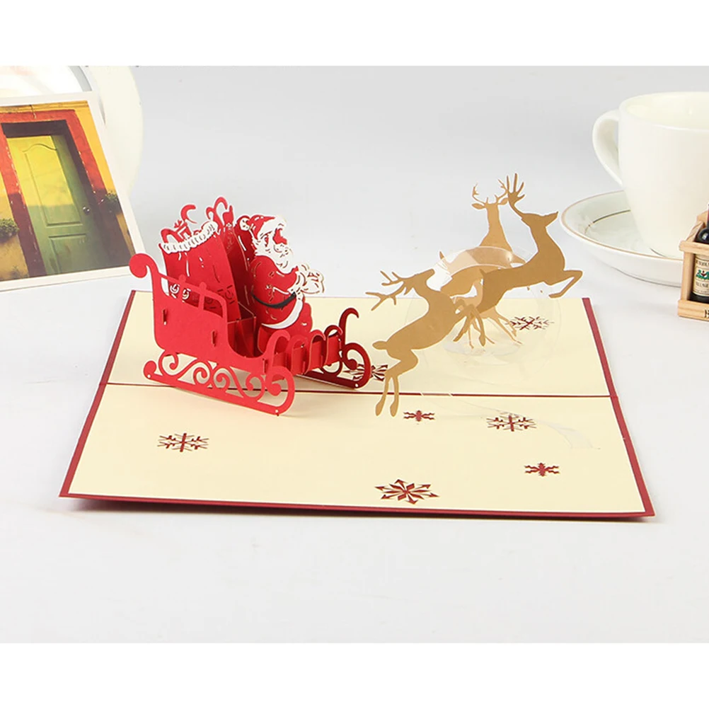 5 Pcs Pop-up Card Greeting Cards Greething Postcards 3d Christmas Three-dimensional