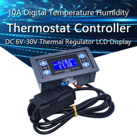 10A Thermostat Digital Temperature Humidity Controller DC 6V-30V Thermal Regulator Thermocouple LCD Display SHT20 Sensor meter