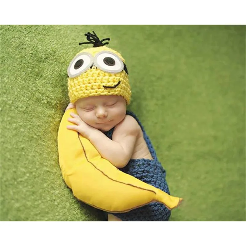 0-3M Newborn Costume Outfit Clothes Infant Girls Boys Hat Pant Crochet Knit Clothing Photo Shoot Props