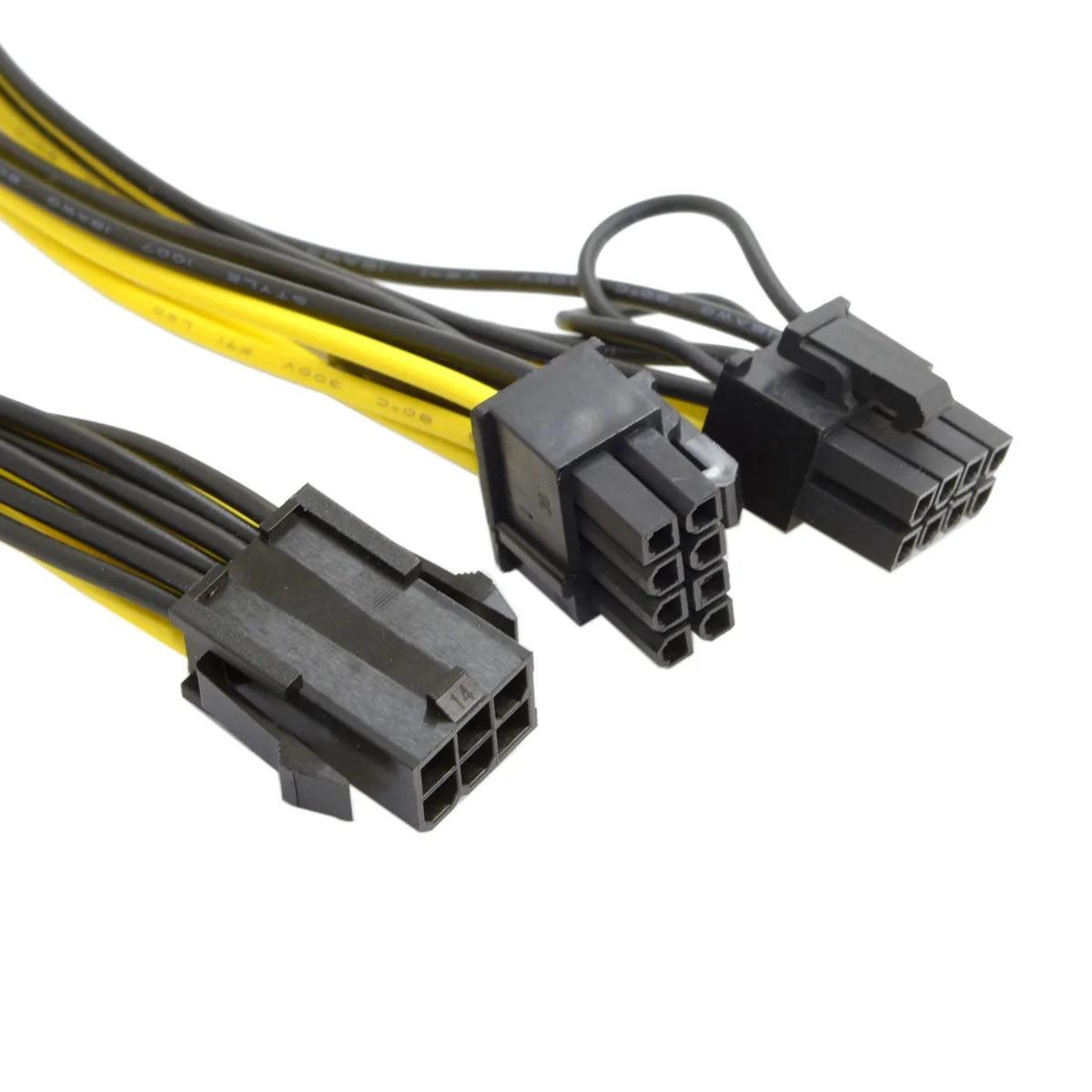 Cablecc PCI-E PCI Express ATX 6 pinos macho para duplo 8 pinos e 6 pinos fêmea divisor de placa de vídeo cabo de extensão de alimentação