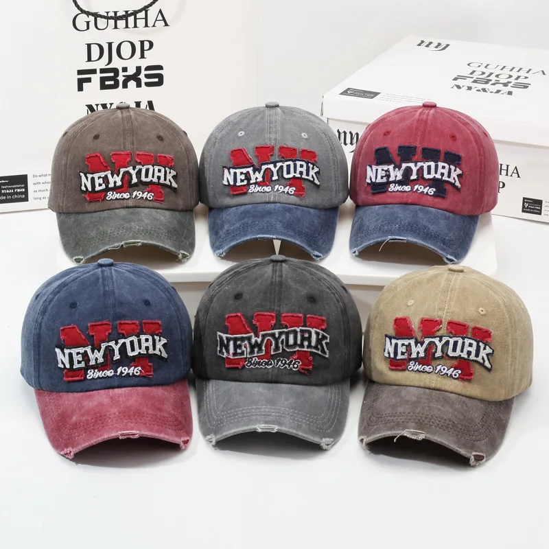 

Unisex Vintage Baseball Cap Washed Cotton Hats For Men Women Casual NEW YORK Letter Embroidery Cap Outdoor Sports Cap
