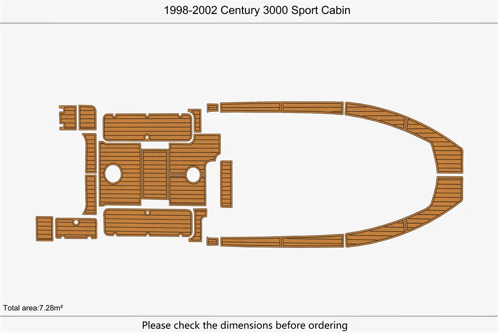 Eva foam Fuax teak seadek marine floor For 1998-2002 Century 3000 Sport Cabin Cockpit Swim Platform 1/4