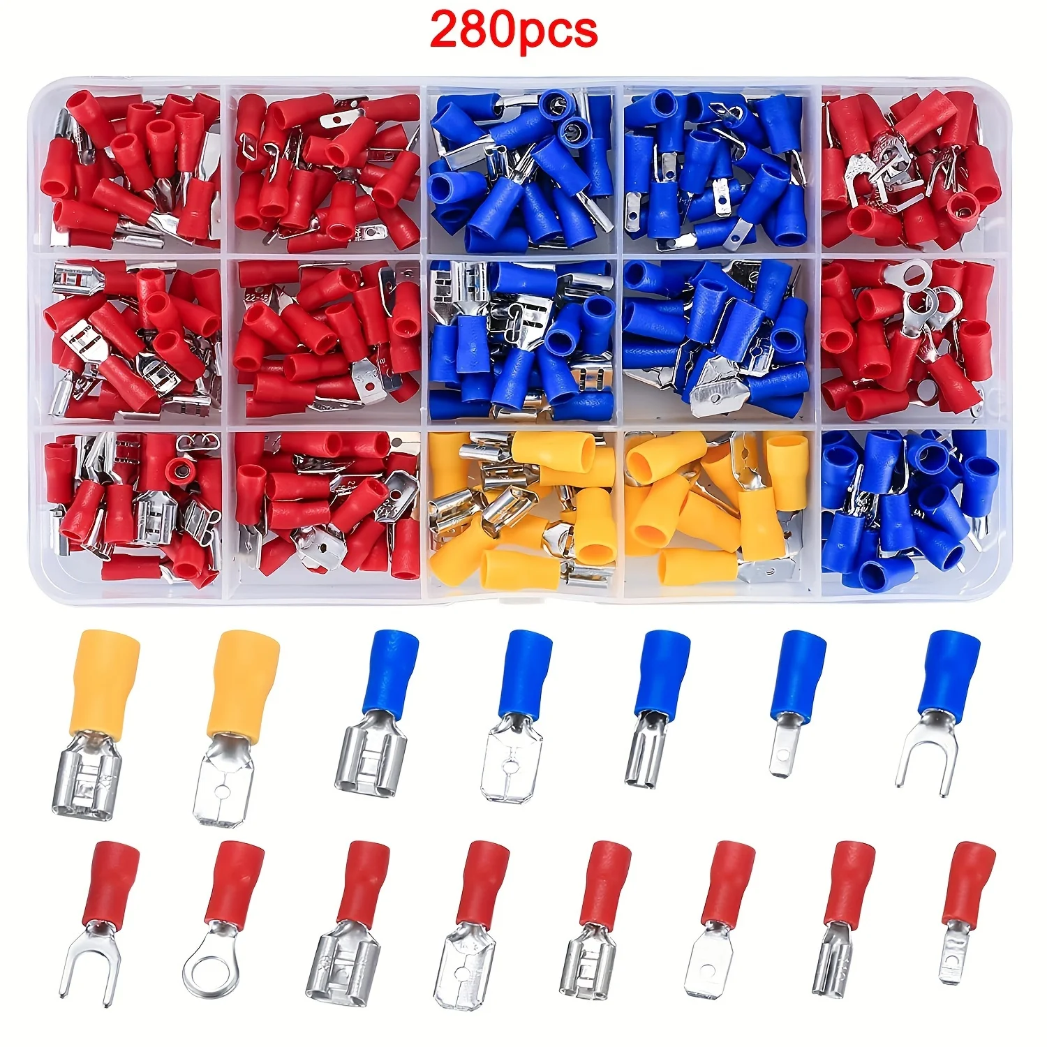 Automotive Insulated Electrical Wire Connector Kit Assorted Male Female Spade Ring Fork Butt Crimp Terminals  Lugs Set for Cable