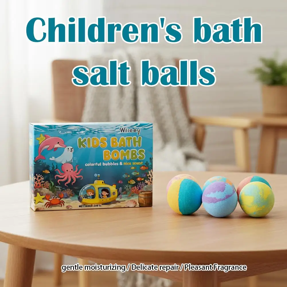Kids Colorful Bath Bombs, Bath Color Fizzy Spa Balls Gift Set for Kids Bathtub Fun Relaxing Body Care Color Fizzy Spa Balls