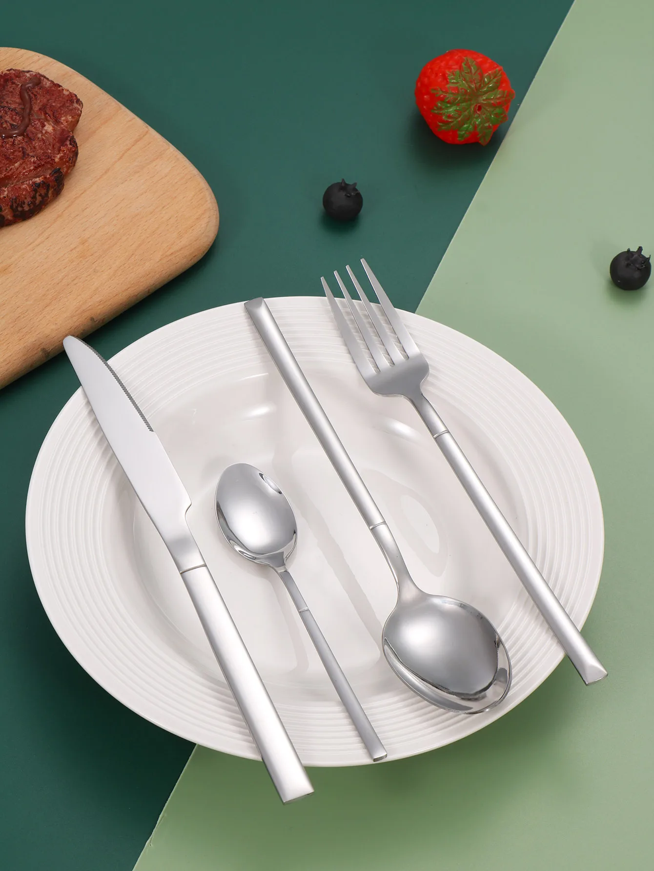 4pc The knight stainless steel tableware steak knife dessert fork spoon