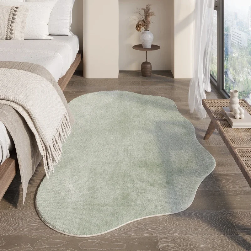 Cream Style Living Room Decoration Carpet Fluffy Soft Bedside Rug Thick Plush Study Floor Mat Irregular Shapes Rugs for Bedroom