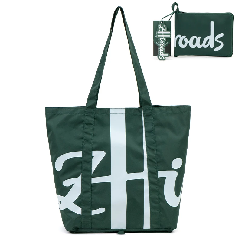 

Модная складная сумка для покупок с буквенным принтом, экологически чистая сумка-тоут из полиэстера, многоразовая складная сумка для продуктов с ручкой