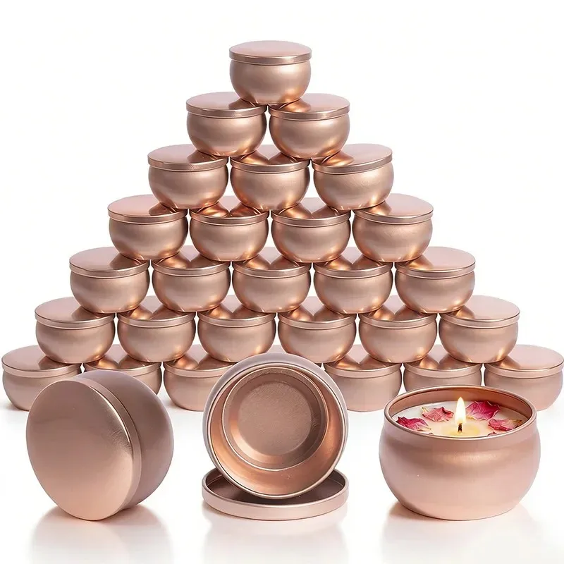 8/16Pcs Rose Gold Empty Candle Jars with Lids - Ideal for DIY Candle Making, Holiday Decorations, Party Supplies, Perfectly Suit