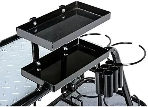 Professional Welding Cart for TIG MIG Stick Welder Plasma Cutter Black Steel Construction with Trays Cable Gas Bottle Holder and