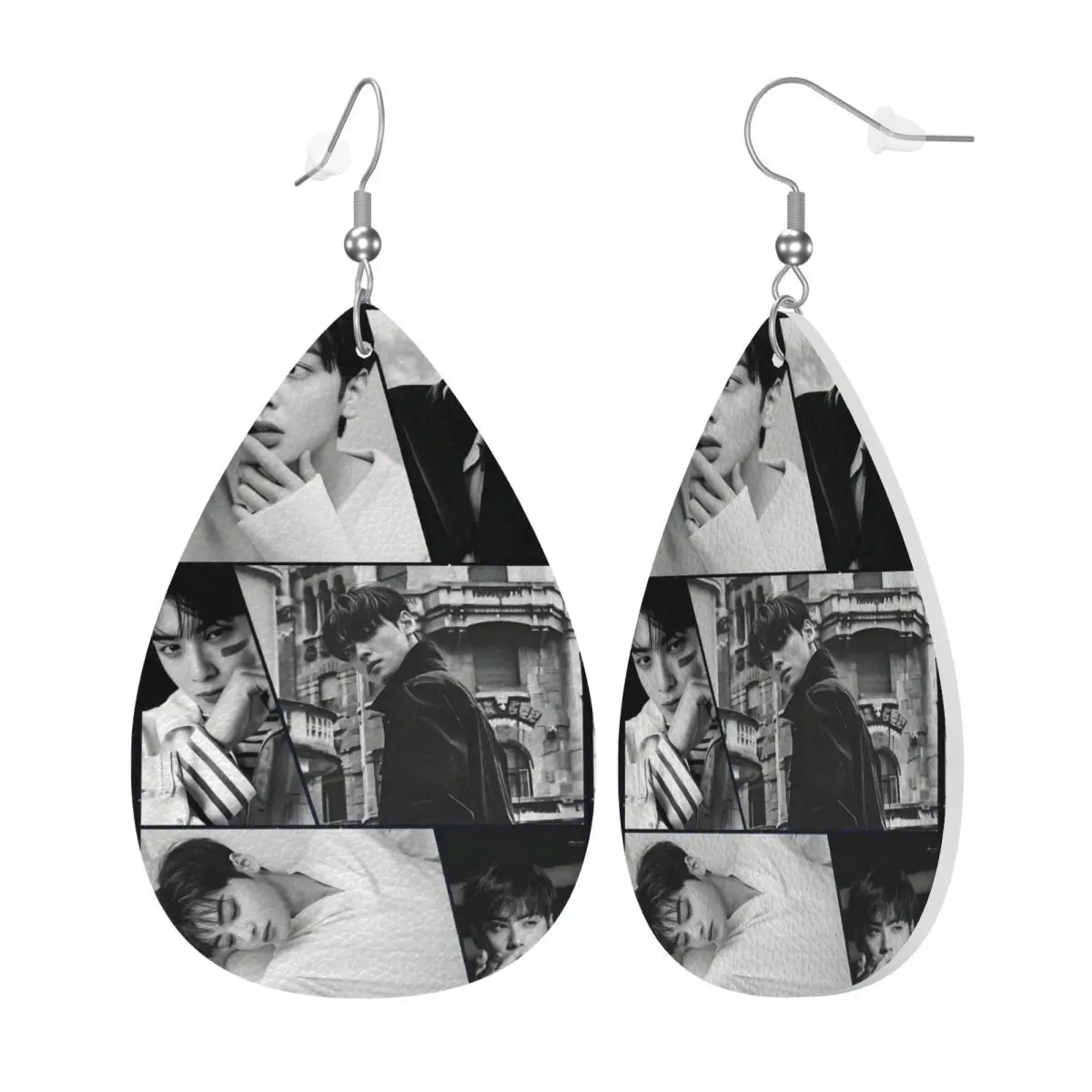 Custom Cha-A Singer Eun Woos PVC Leather Earrings Dangle Earrings Jewelry For Women Kpop Star For Wife Mother Gift