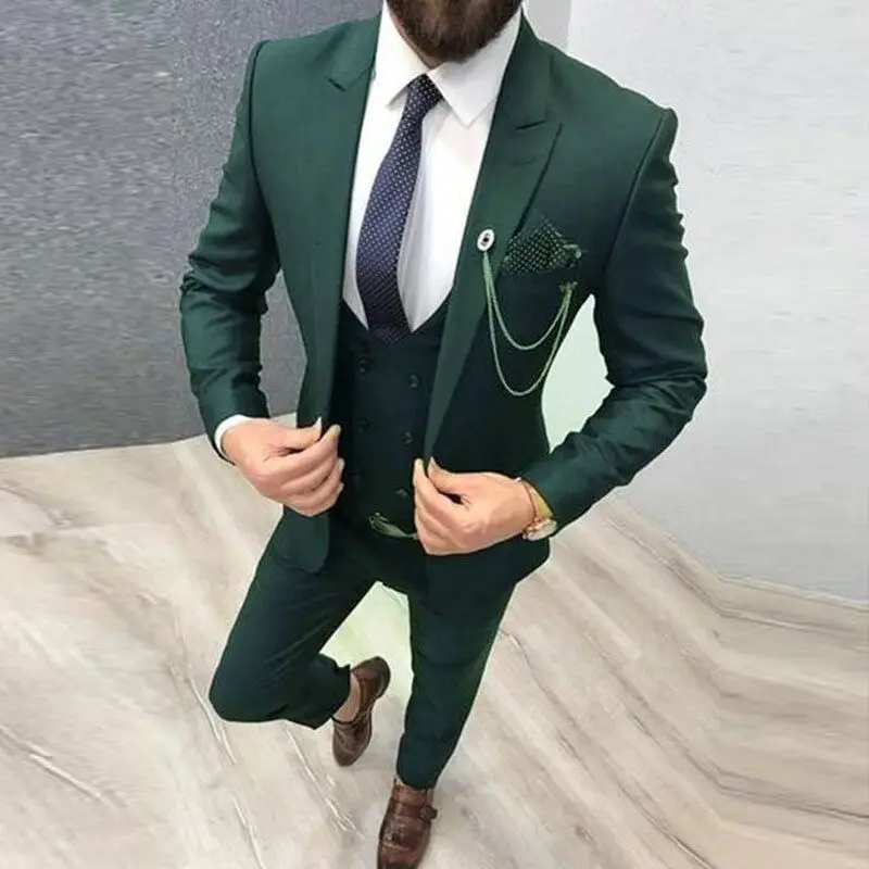 

Men Suits 3 Piece Formal Groom Tuxedos for Prom Party Tailored Suit Men's Celebration Important Interview Peak Lapel Blazer Set