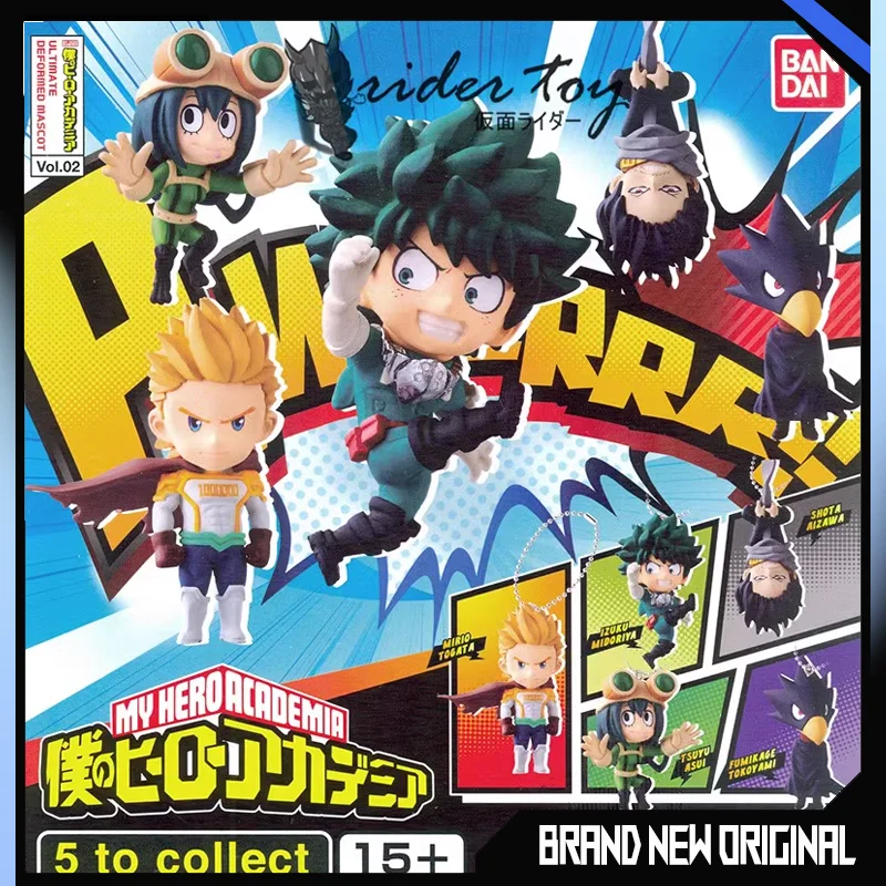 BANDAI My Hero Academia Action Figures Model Q Version Deku Asui Tsuyu Eraser Head Mirio Gashapon Official Genuine