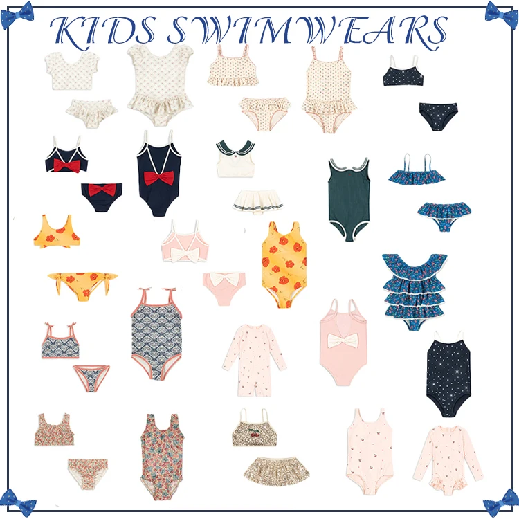 In Stock 26KS Summer Childrens Boutique Swimsuit Sequins Floral Infant Toddler Girls Boys Cute Bikini Bathing Set Holiday Beach