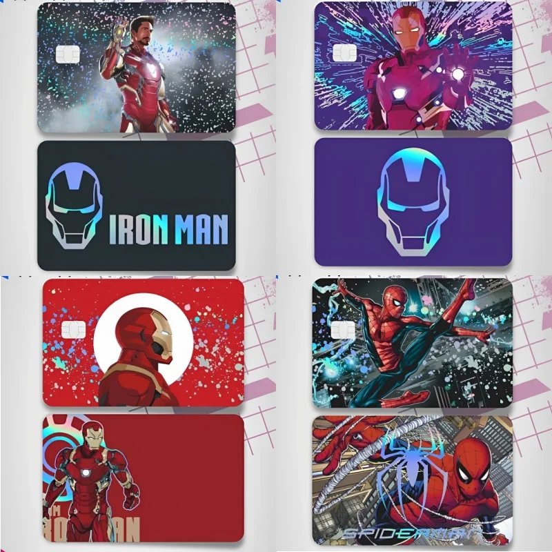 

Partial Laser Disney Iron Man Spider Man Credit Card Patch Front Rear Student Bus Card Decoration Women Accessories Wholesale