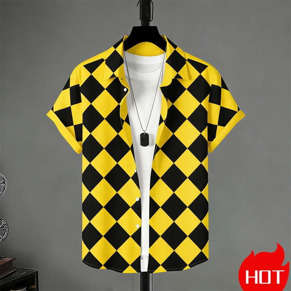 Summer men's Short Sleeved Shirt Stripe Pattern Print Shirts For Man Fashion Casual men's women's Shirts Y2k Clothes Man Shirts