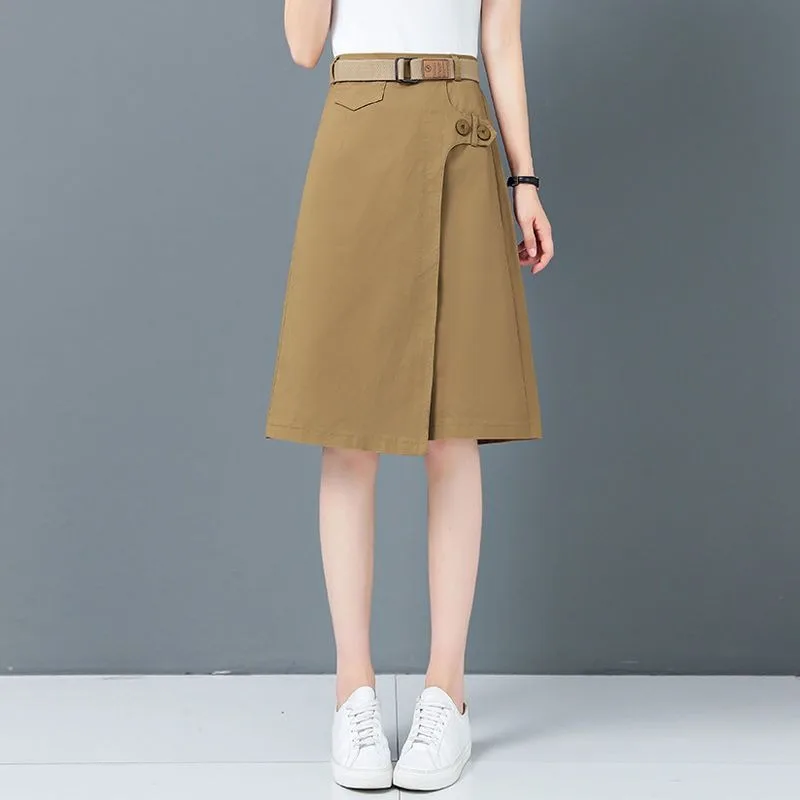 Half-length Pants Ladies Summer Thin High Waist Wide-leg Short Trousers New Plus Size Casual Loose Fake Two-piece Skirts Culotte