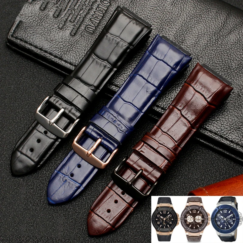 

New Genuine Leather Watchband 22mm Silicone watch bracelet for GUESS W0040G3 W0040G5 W0247G3 Blue Wrist band men's watch strap