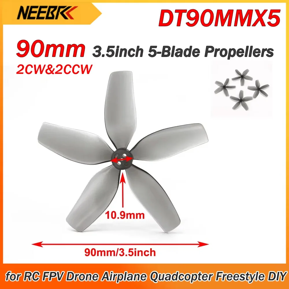 4PCS DT90MMX5 90mm 3.5inch 5-Blade 2CW&2CCW PC Propeller Low Noise Prop for RC FPV Drone Airplane Quadcopter Freestyle DIY Parts