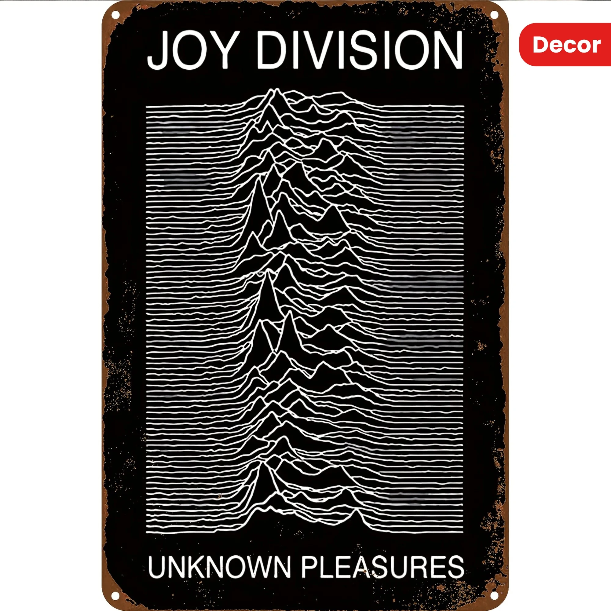 Joy Division Unknown Pleasures Metal Tin Sign, Vintage Style Wall Hanging Decorative Plaque, ches, Multipurpose Tin Wall Art for