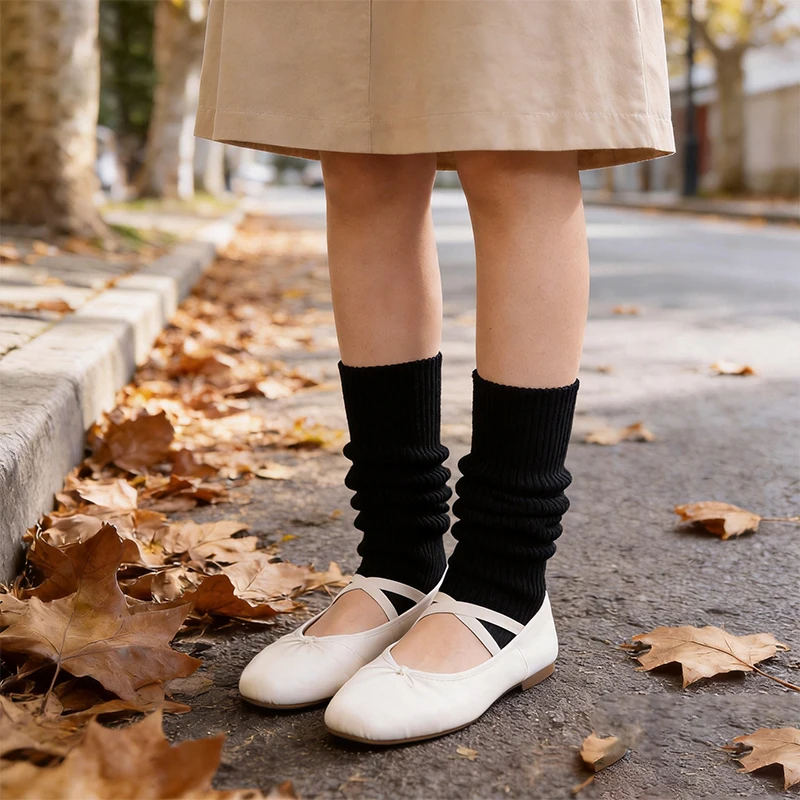 54cm Cashmere Simple Ballet Style Sock 2026 Solid Color Mid-calf Calf Socks Sun Protection Stepping on Feet JK Stockings
