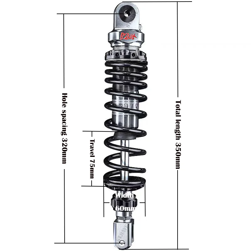 UF1 High-Performance Rear Shock Absorber 350MM Total Length 320MM Hole Spacing for General-Purpose Motorcycles Condition New