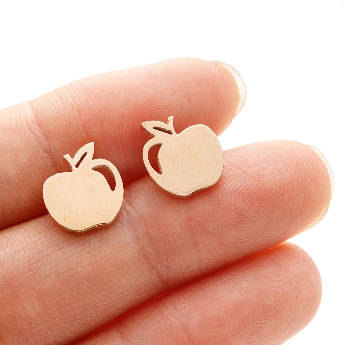 1Pair Stainless Steel Simple Apple Stud Earring Stainless Steel Women Classic Pendientes Korean Jewelry Best Friend Gift