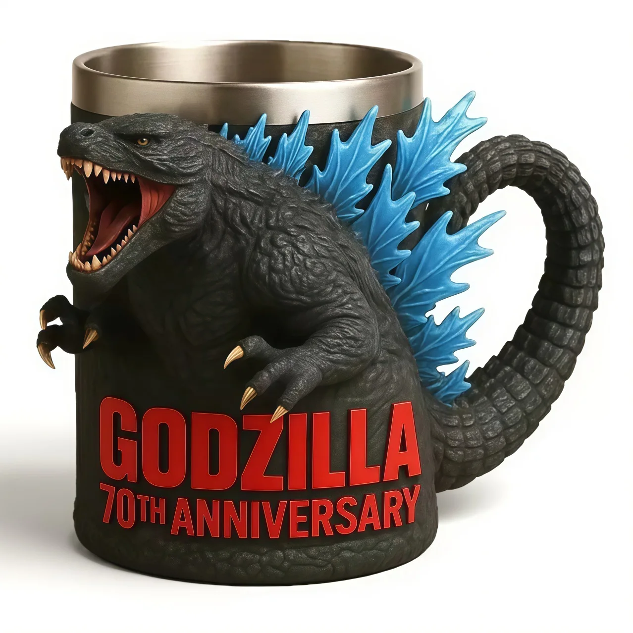 Mug en résine 3D Godzilla 70e anniversaire – Tasse à café créative, cadeau de collection pour les fans
