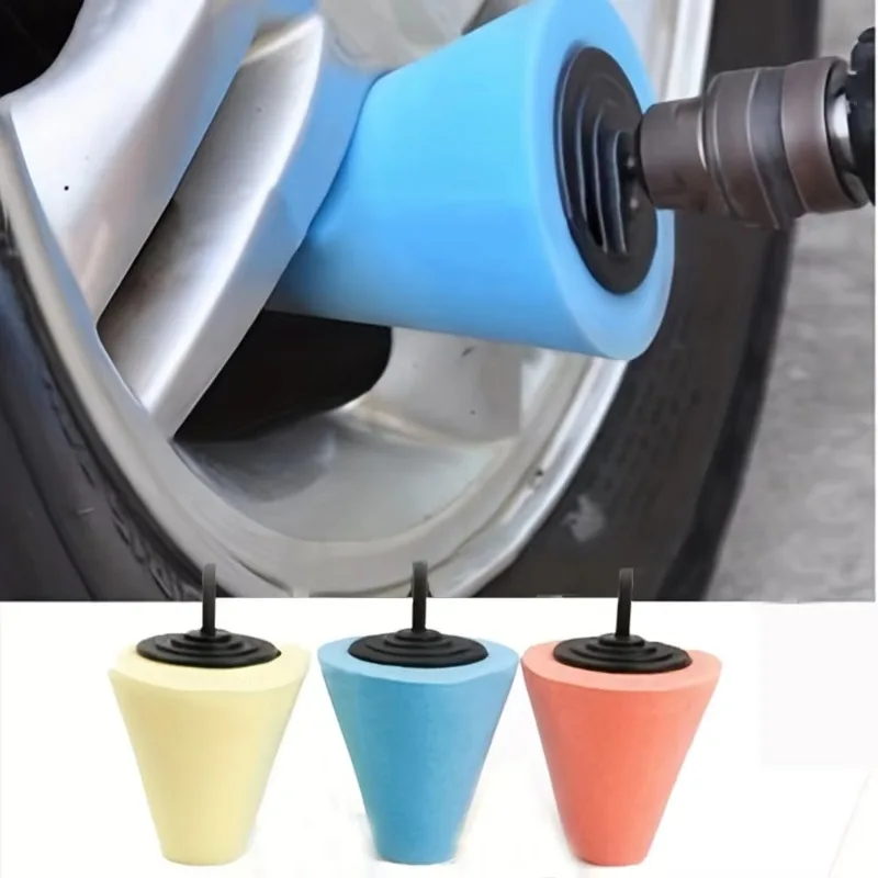 1pc Car‘s Wheel Cone Cleaning Speed Sponge 6mm Polishing Machine Grinding Head Gap Blind Spots Steel Ring Practical Tools Waxing