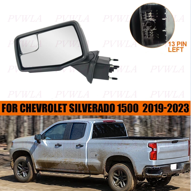 

1Pc Left Side 13Pins Black Primer Rear Mirror Assembly For Chevrolet Silverado 1500 2019 2020 2021 2022 2023 Car Accessories