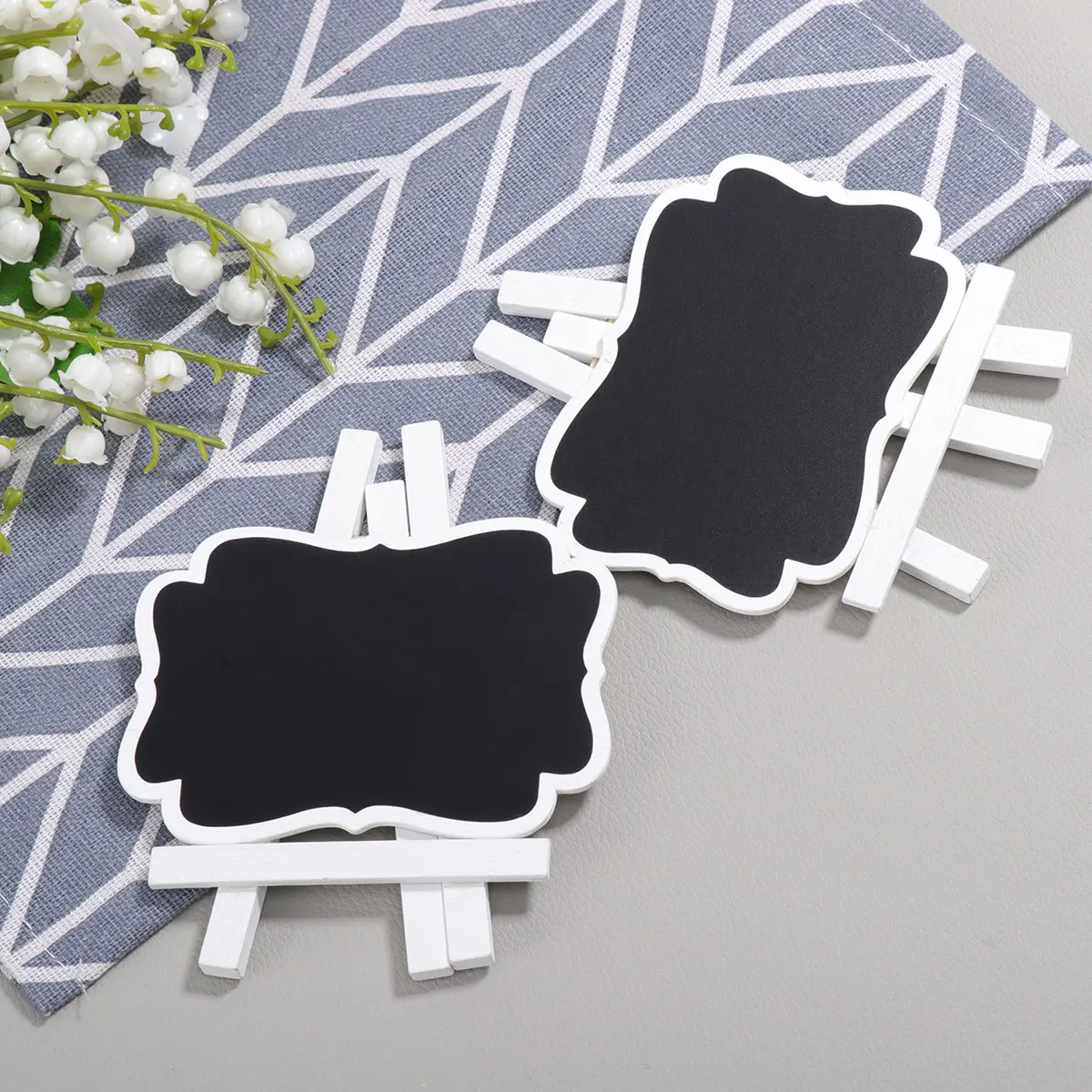 

12Pcs Wooden Mini Chalkboard Erasable Chalkboard Tag Blackboard for Food Card Christmas Wedding Decor