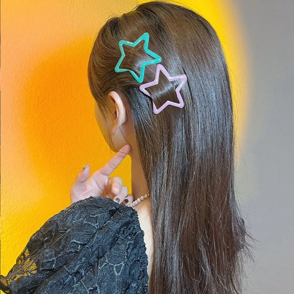 Personalized Pentagonal Star Star BB Hair Clip Alloy Metal Side Barrettes Headwear Colorful Y2k Hairpin Female