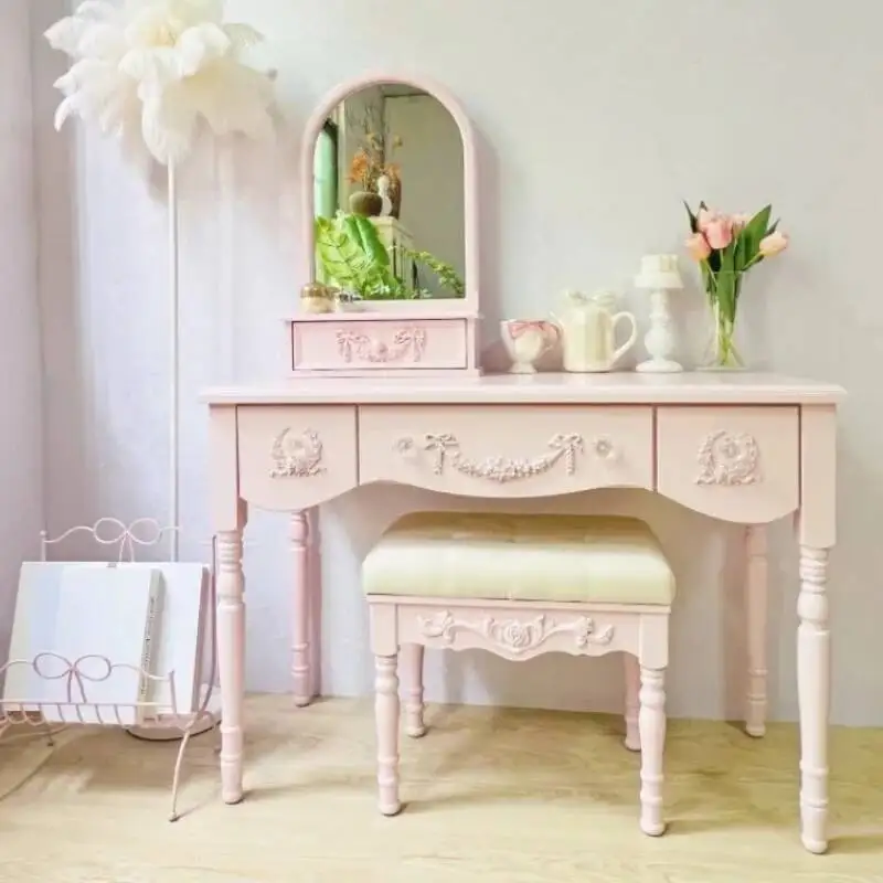 

Storage Table Wood Modern Mirror Vanity Girls Drawers Luxury Bedroom Dressers Space Saving Penteadeira Quarto Furniture Home